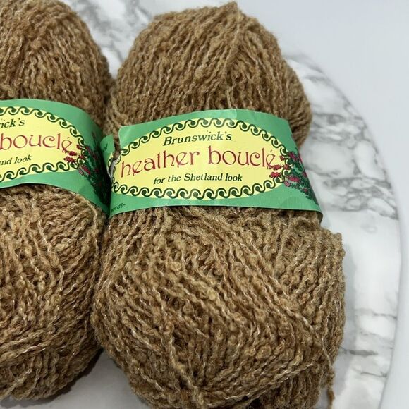 BRUNSWICK’S Heather Boucle Wheat Heather Vintage Yarn-50g each Lot of 3 - Picture 4 of 6